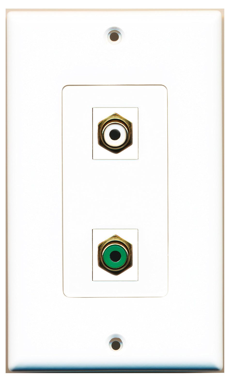 RiteAV 1 Port RCA White 1 Port RCA Green Wall Plate OVERSIZED White