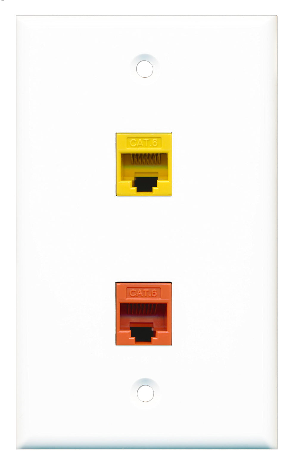 RiteAV - 1 Port Cat6 Ethernet Orange 1 Port Cat6 Ethernet Yellow Wall Plate - Bracket Included