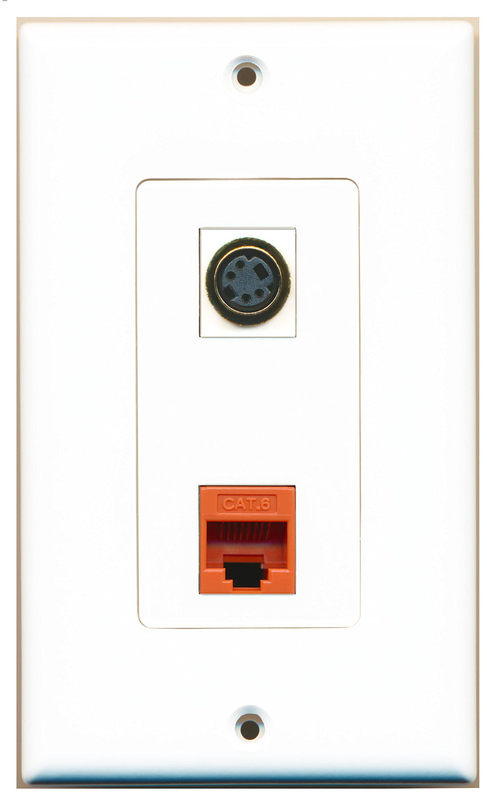RiteAV 1 Port S-Video 1 Port Cat6 Ethernet Orange Wall Plate OVERSIZED