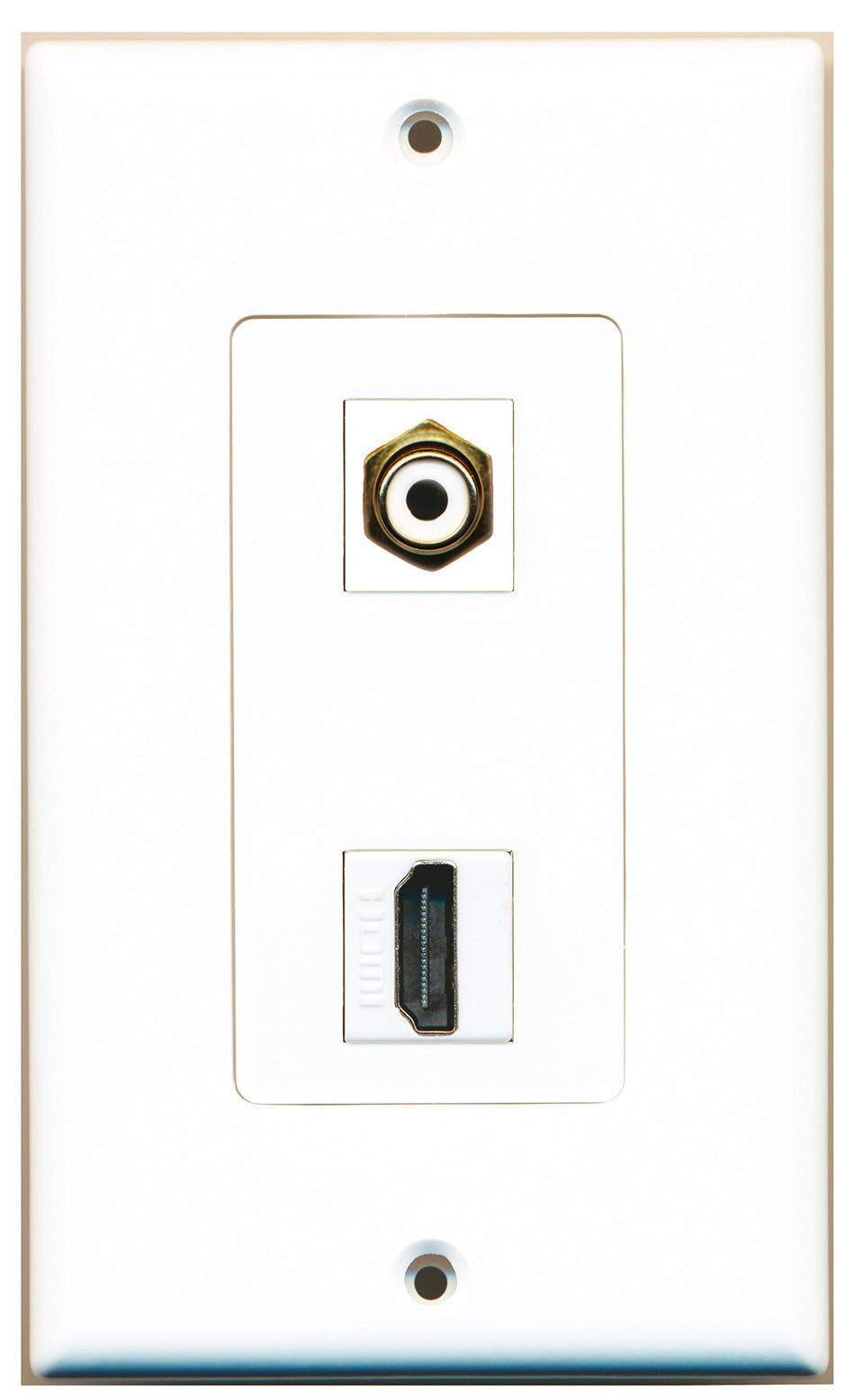 RiteAV 1 RCA White for Subwoofer-Audio and 1 HDMI Port Wall Plate OVERSIZED