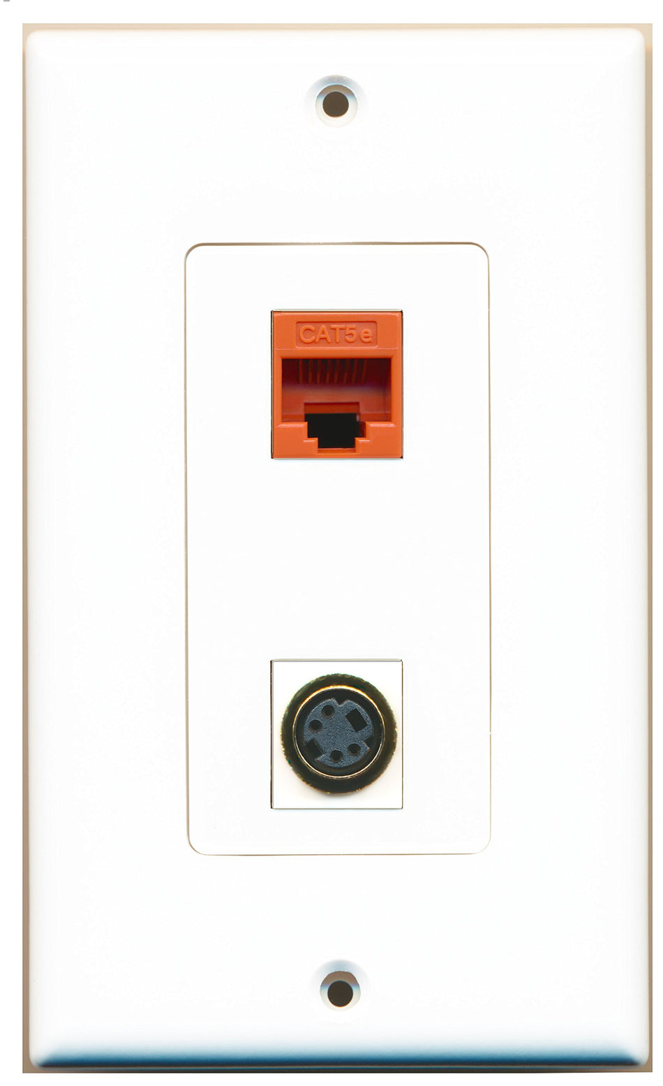 RiteAV 1 Port S-Video 1 Port Cat5e Orange Type Wall Plate OVERSIZED