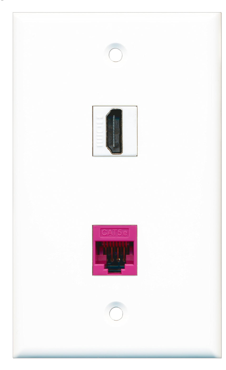 RiteAV - 1 Port HDMI 1 Port Cat5e Ethernet Pink Wall Plate - Bracket Included