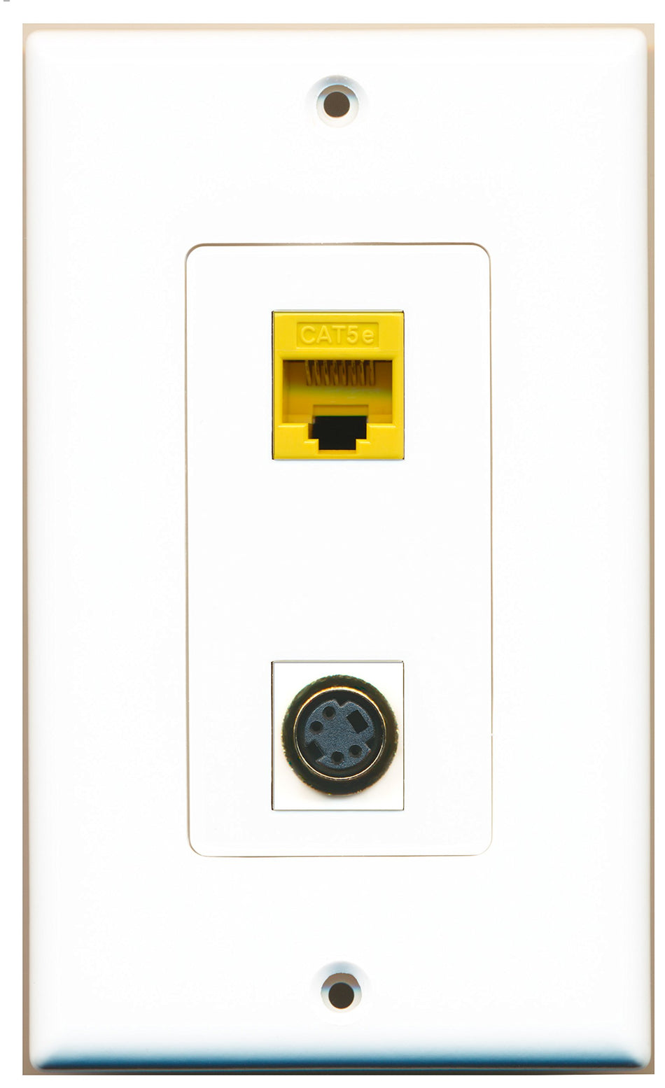 RiteAV 1 Port S-Video 1 Port Cat5e Yellow Type Wall Plate OVERSIZED