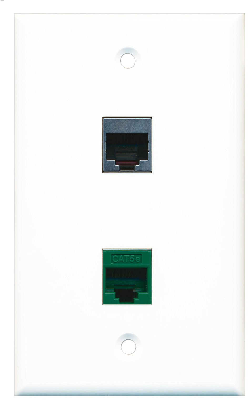 RiteAV - 1 Port Cat5e Ethernet Green 1 Port RJ45 Shielded Wall Plate - Bracket Included