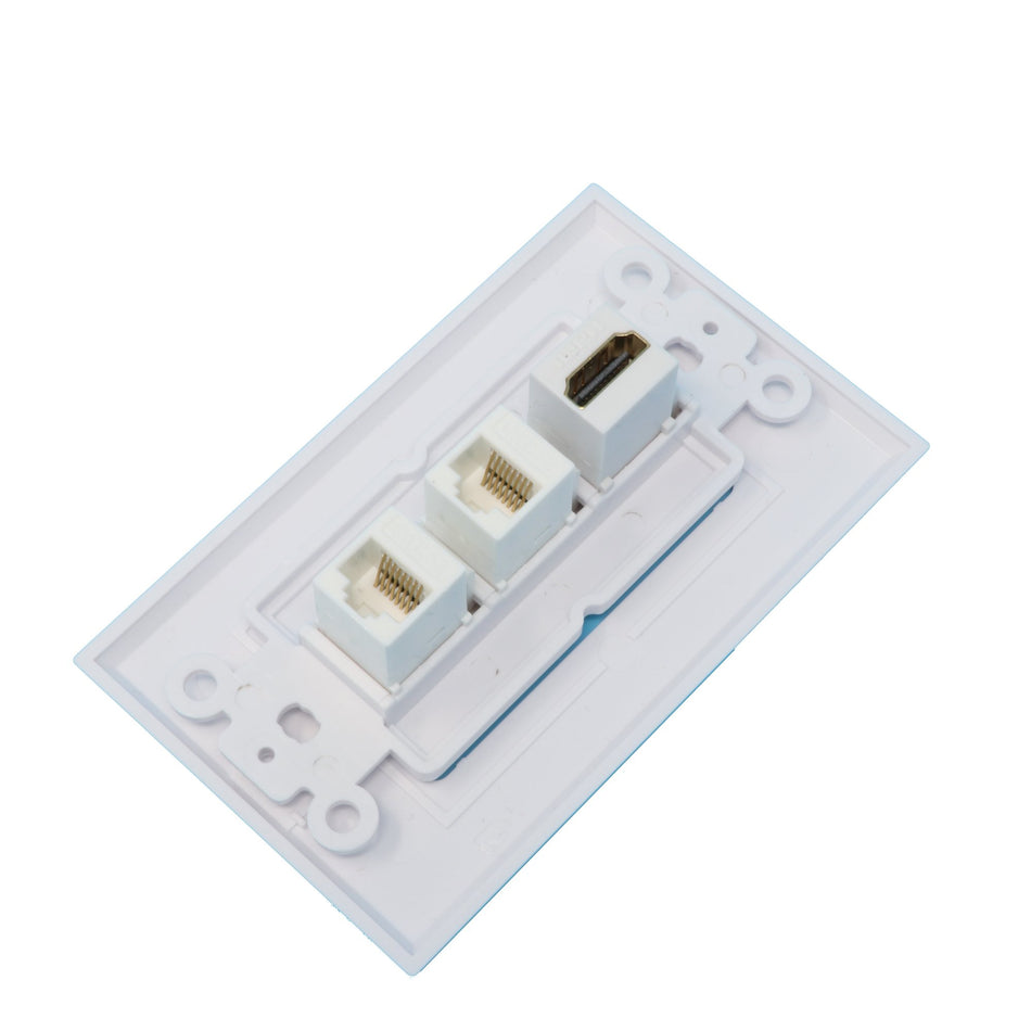 RiteAV 1 HDMI and 2 Cat5e Ethernet Port Female Wall Plate OVERSIZED White