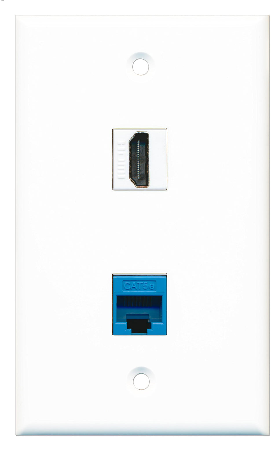 RiteAV - 1 Port HDMI 1 Port Cat5e Ethernet Blue Wall Plate - Bracket Included