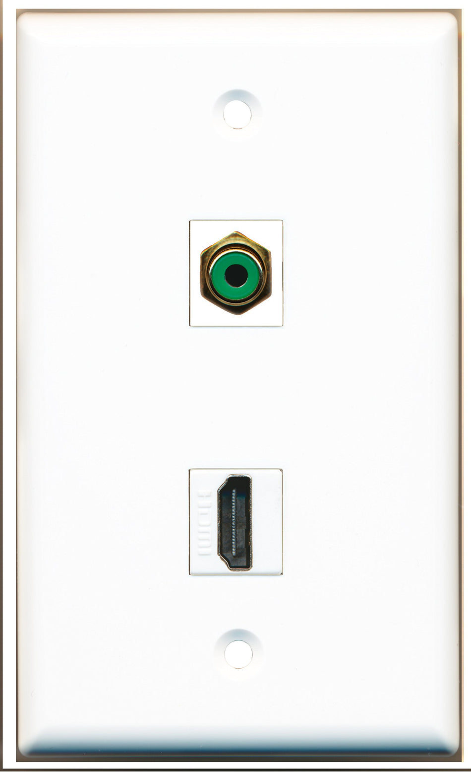 RiteAV - 1 Port HDMI - 1 Port RCA Green Wall Plate White - Bracket Included