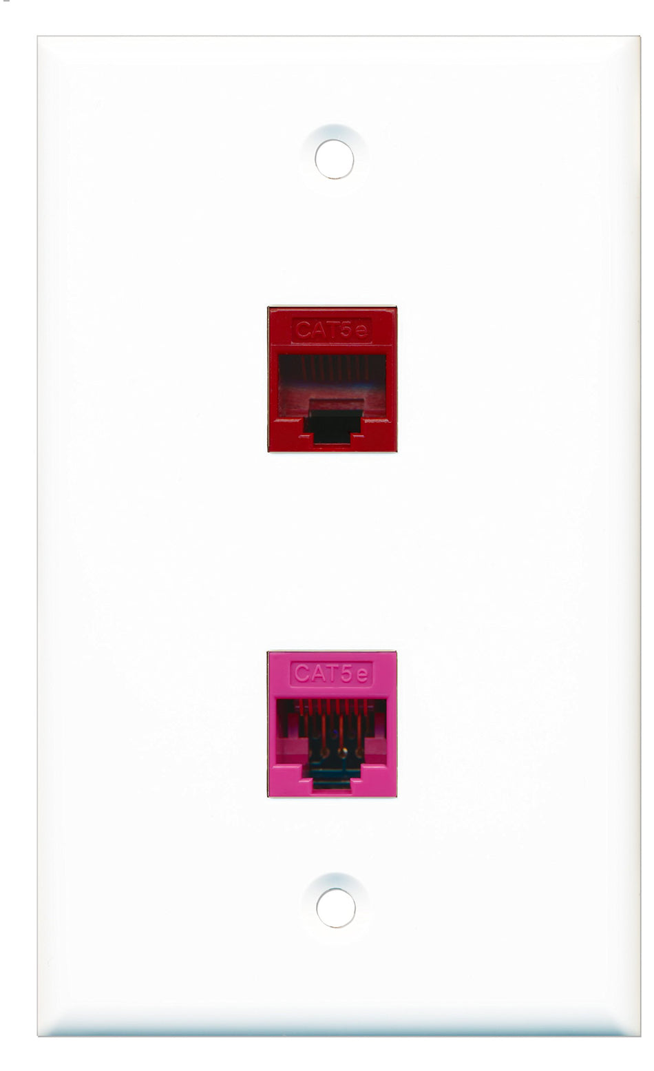 RiteAV - 1 Port Cat5e Ethernet Pink 1 Port Cat5e Ethernet Red Wall Plate - Bracket Included