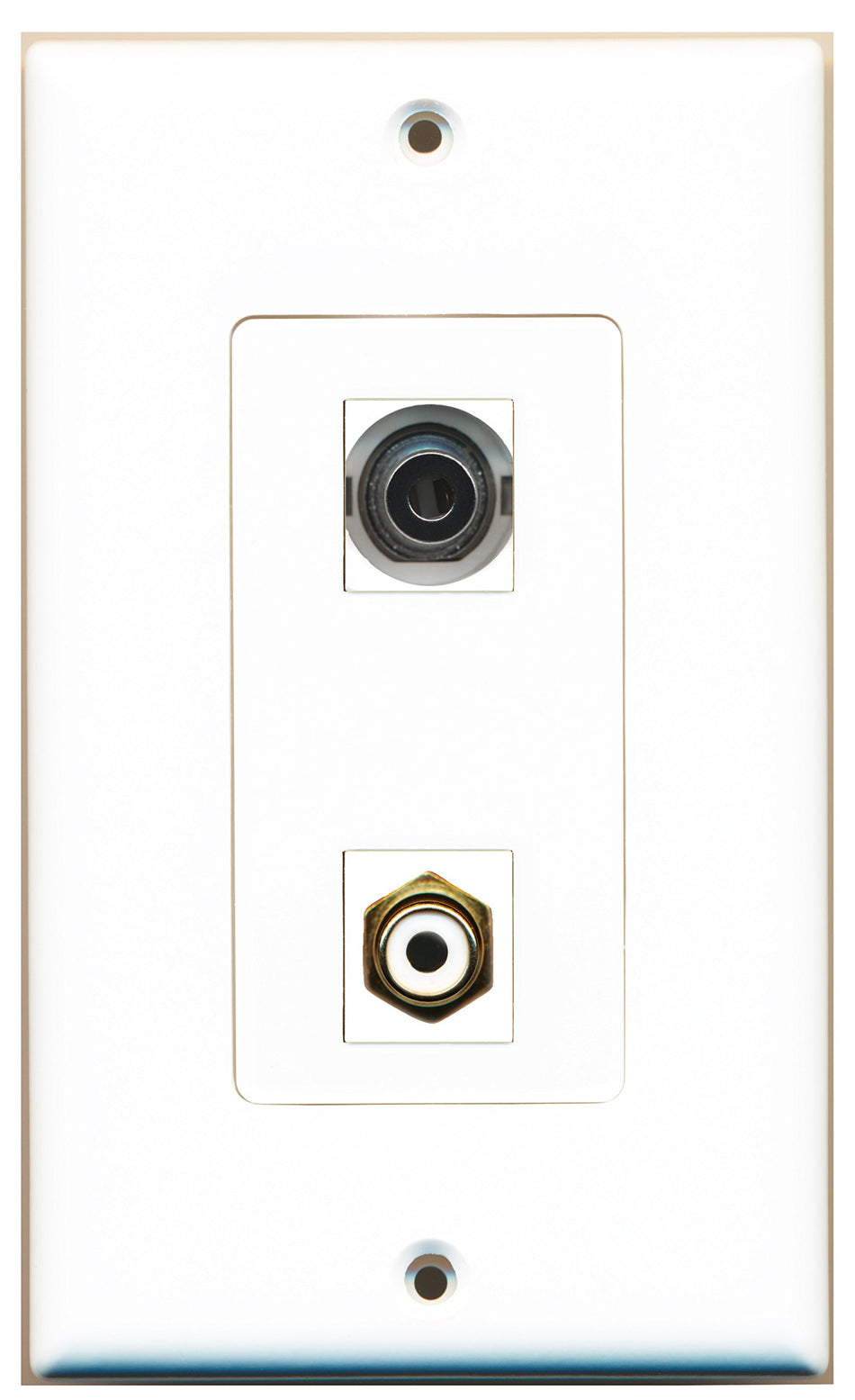 RiteAV 1 Port RCA White 1 Port 3.5mm Wall Plate OVERSIZED White