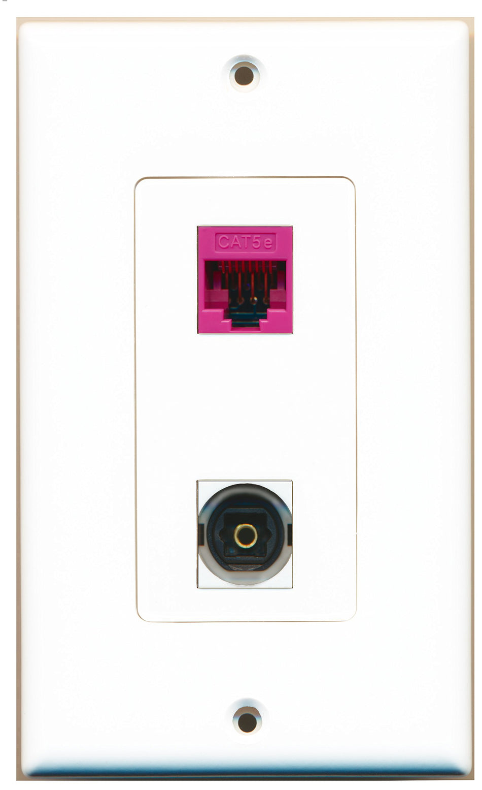 RiteAV 1 Port Toslink 1 Port Cat5e Pink Type Wall Plate OVERSIZED