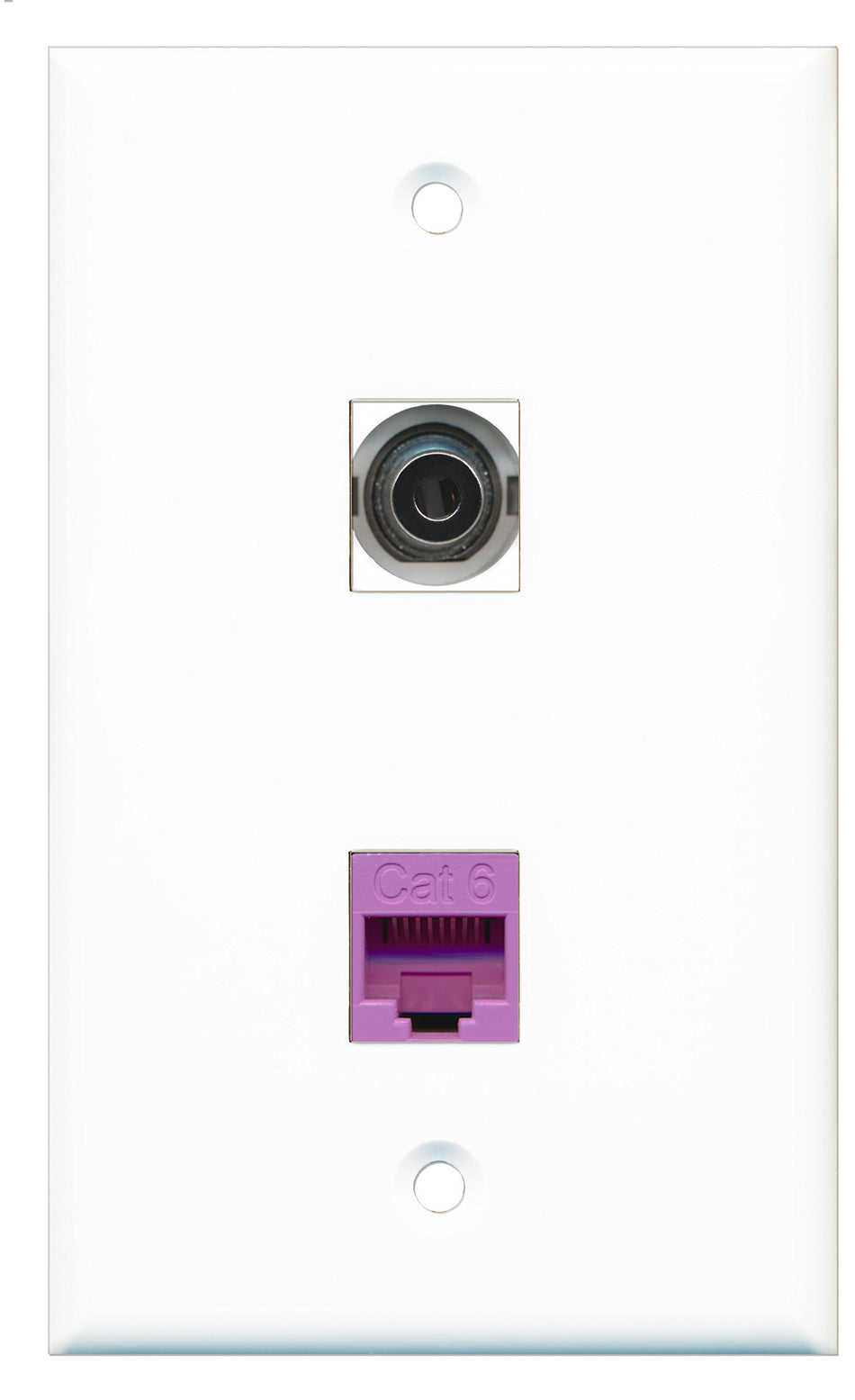 RiteAV - 1 Port 3.5mm 1 Port Cat6 Ethernet Purple Wall Plate - Bracket Included