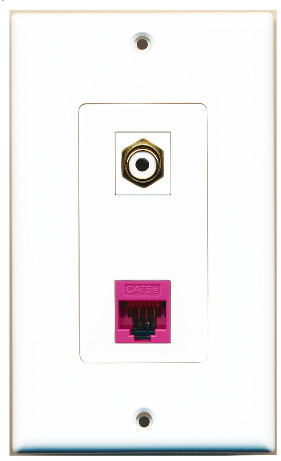 RiteAV 1 Port RCA White 1 Port Cat5e Ethernet Pink Wall Plate OVERSIZED
