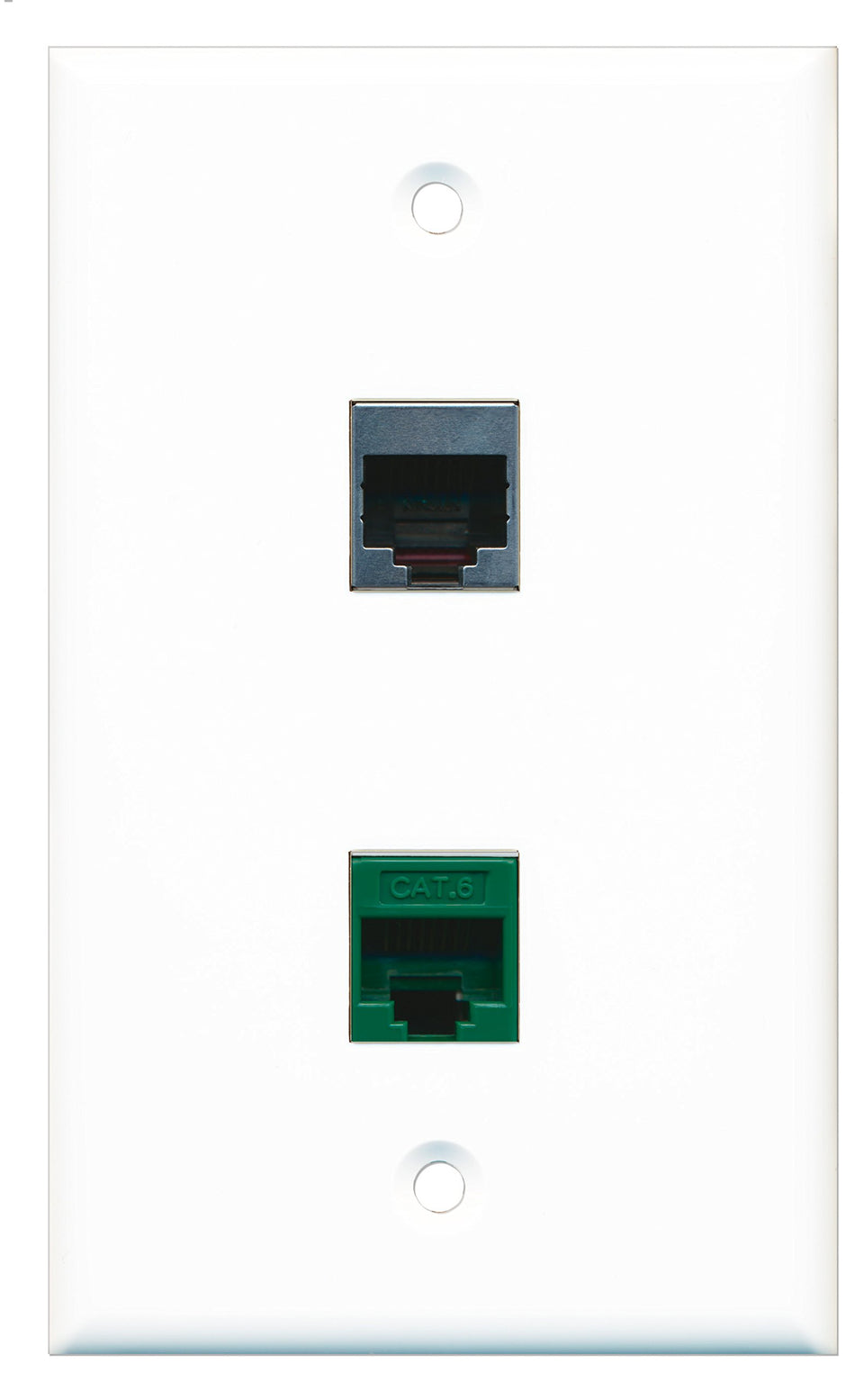 RiteAV - 1 Port Cat6 Ethernet Green 1 Port RJ45 Shielded Wall Plate - Bracket Included