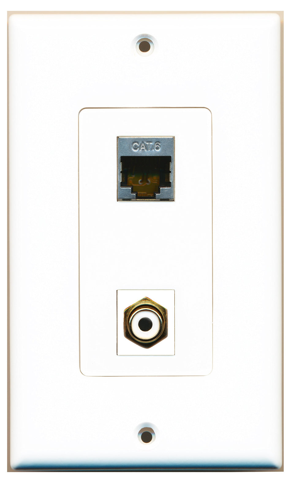 RiteAV 1 Port RCA White 1 Port Shielded Cat6 Wall Plate OVERSIZED White