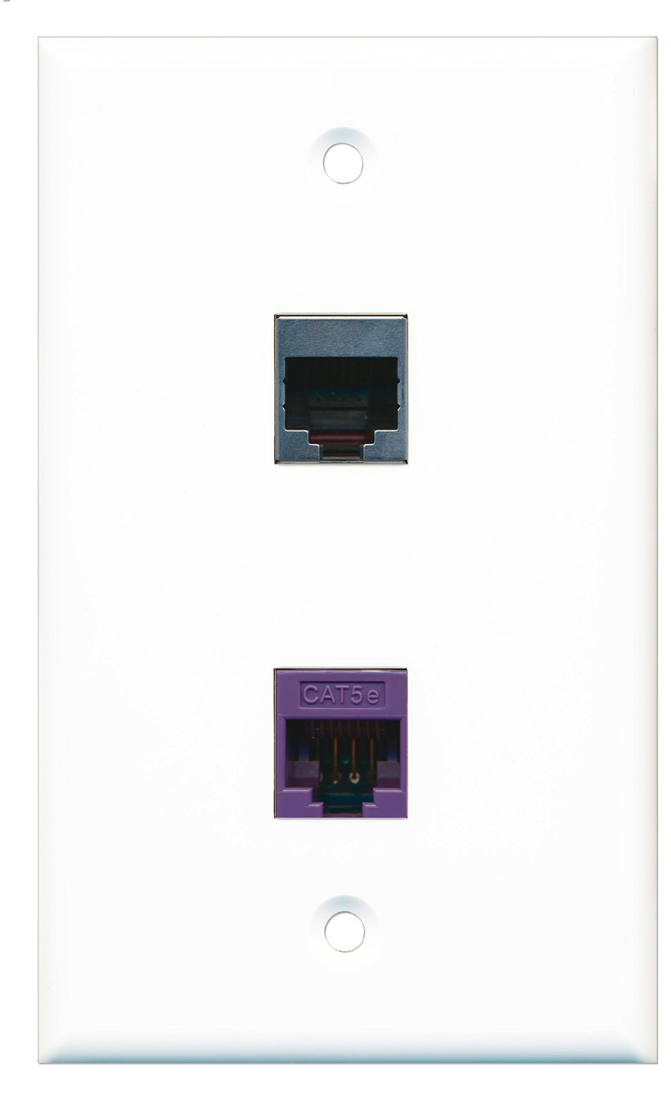 RiteAV - 1 Port Cat5e Ethernet Purple 1 Port RJ45 Shielded Wall Plate - Bracket Included