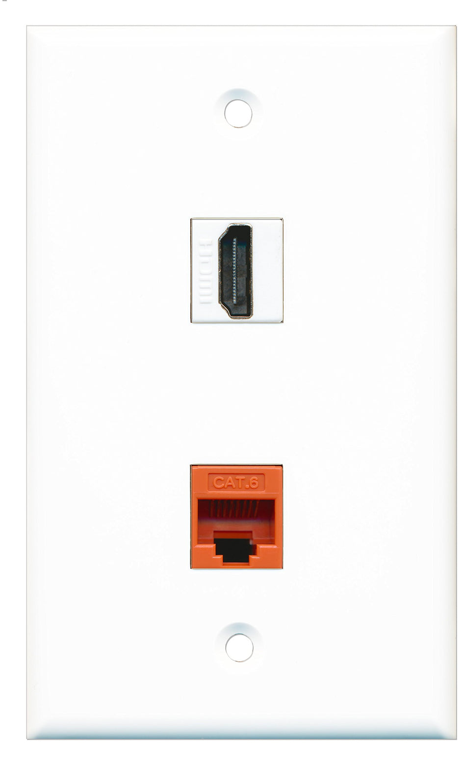 RiteAV - 1 Port HDMI 1 Port Cat6 Ethernet Orange Wall Plate - Bracket Included