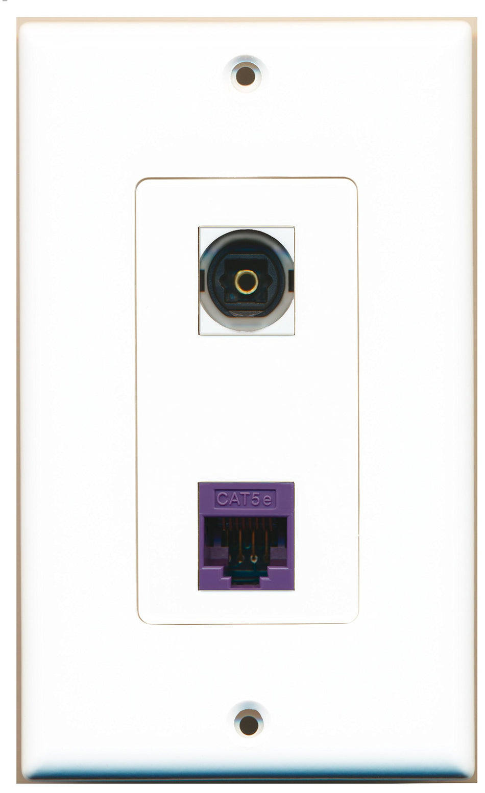 RiteAV 1 Port Toslink Digital Audio 1 Port Cat5e Ethernet Purple Wall Plate OVERSIZED White