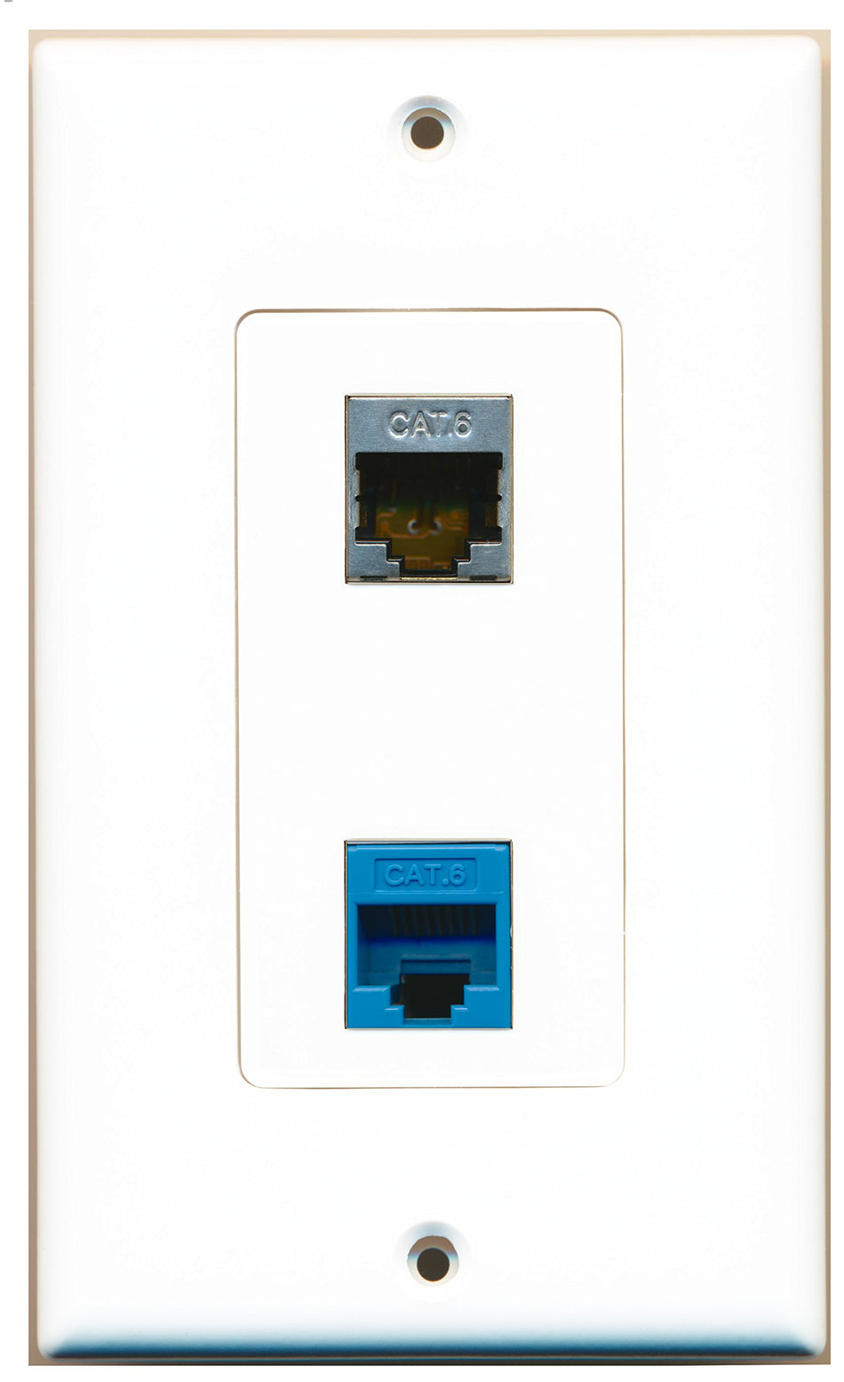 RiteAV 1 Port Shielded Cat6 Ethernet 1 Port Cat6 Ethernet Blue Wall Plate OVERSIZED