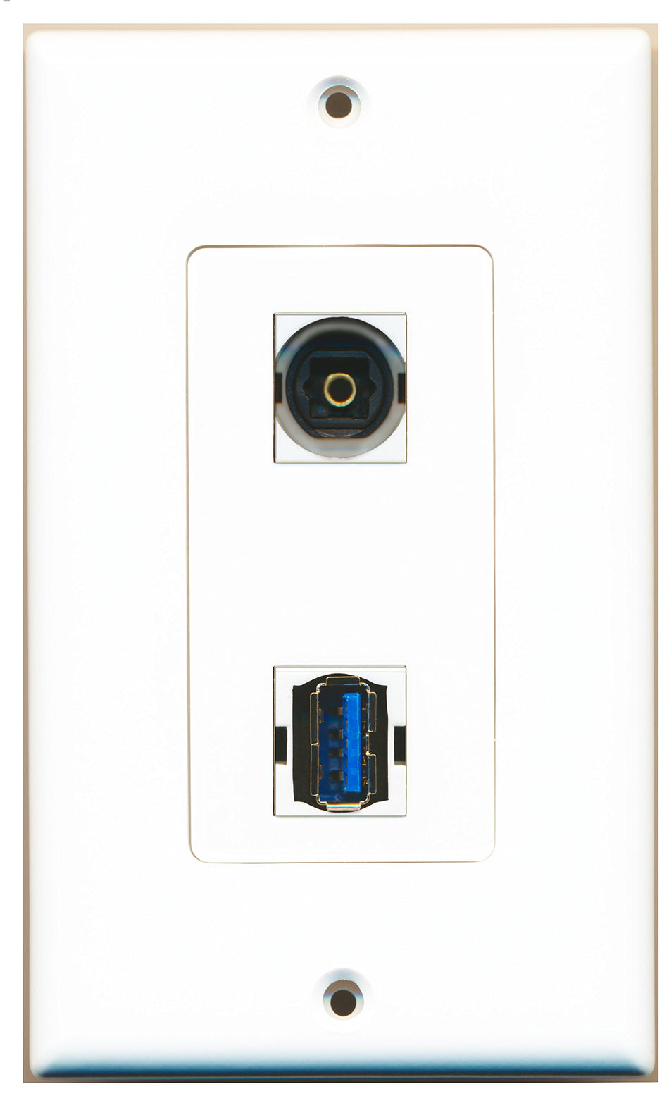 RiteAV 1 Port Toslink 1 Port USB 3 A-A Wall Plate OVERSIZED