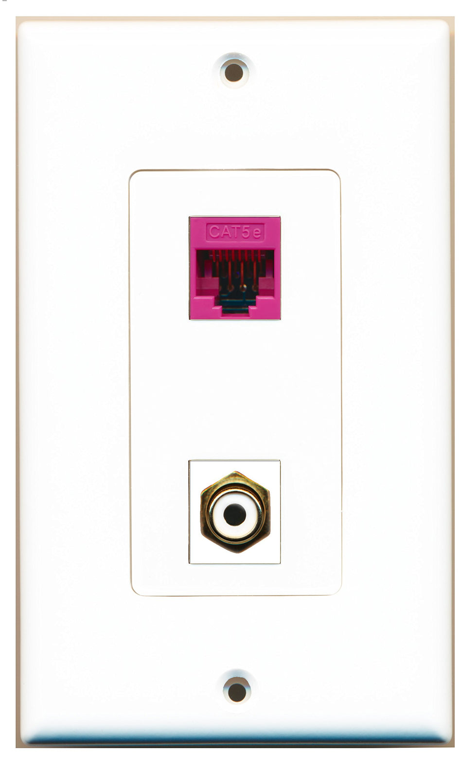 RiteAV 1 Port RCA White 1 Port Cat5e Pink Wall Plate OVERSIZED White