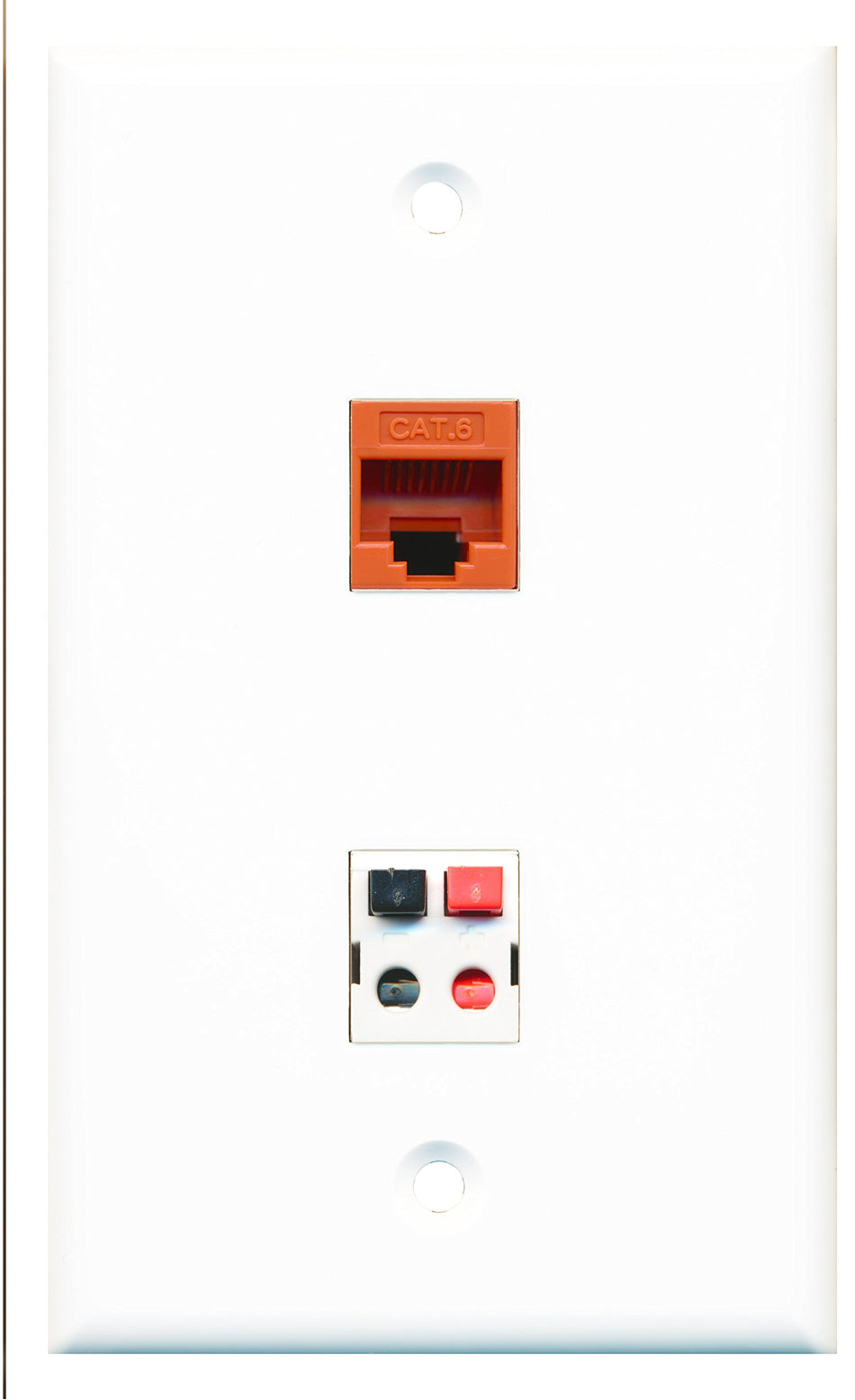 RiteAV - 1 Port Cat6 Ethernet Orange 1 Port Speaker Wall Plate - Bracket Included