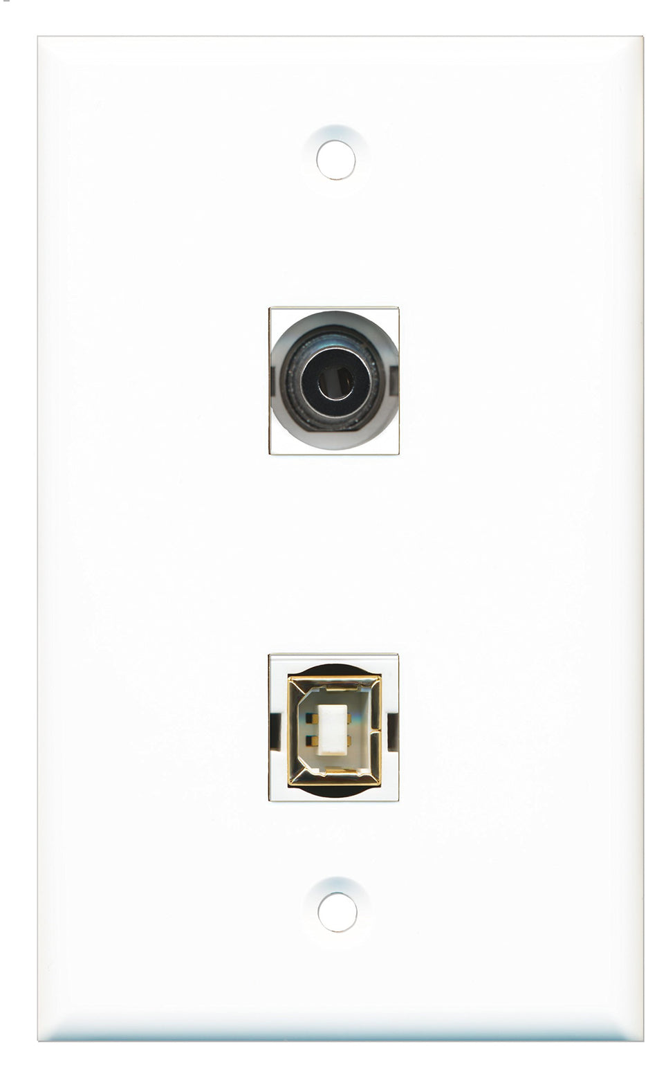 RiteAV - 1 Port 3.5mm 1 Port USB B-B Wall Plate - Bracket Included