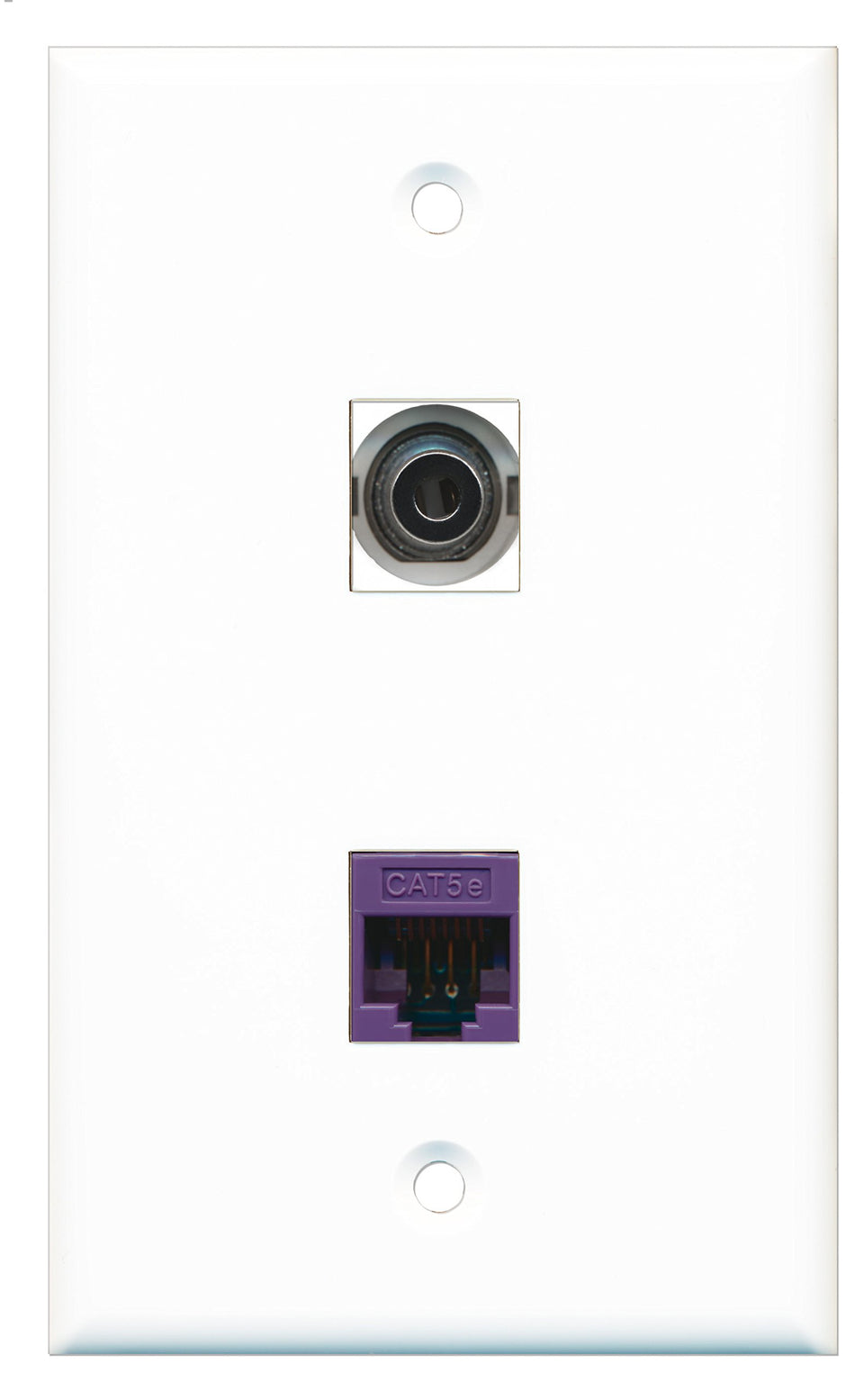 RiteAV - 1 Port 3.5mm 1 Port Cat5e Ethernet Purple Wall Plate - Bracket Included