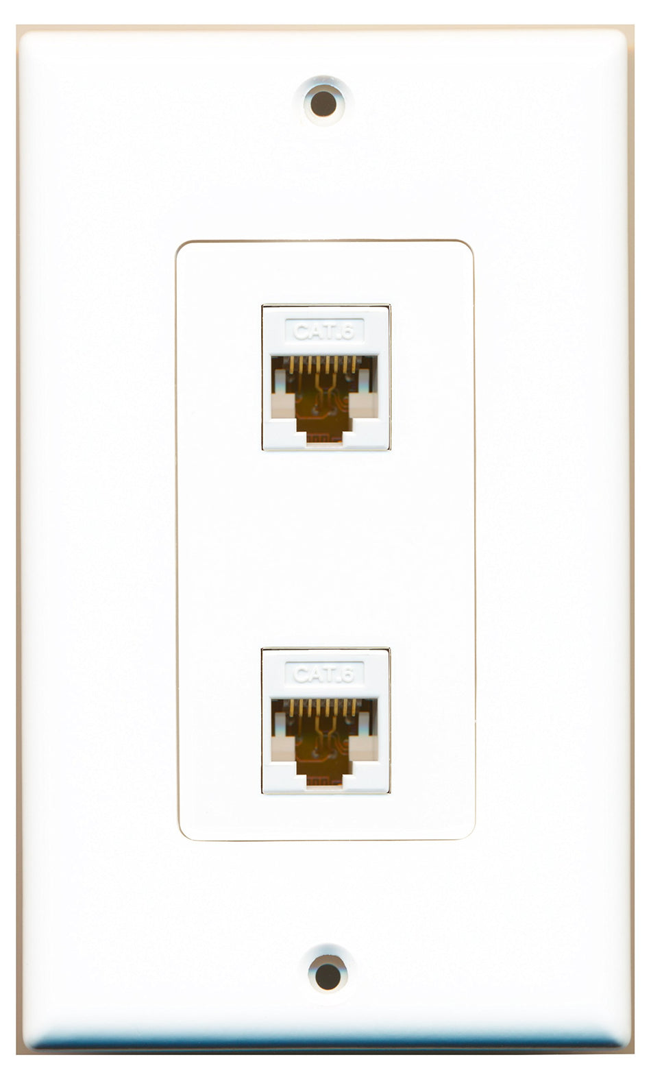 RiteAV 2 Port Cat6 White Wall Plate OVERSIZED White
