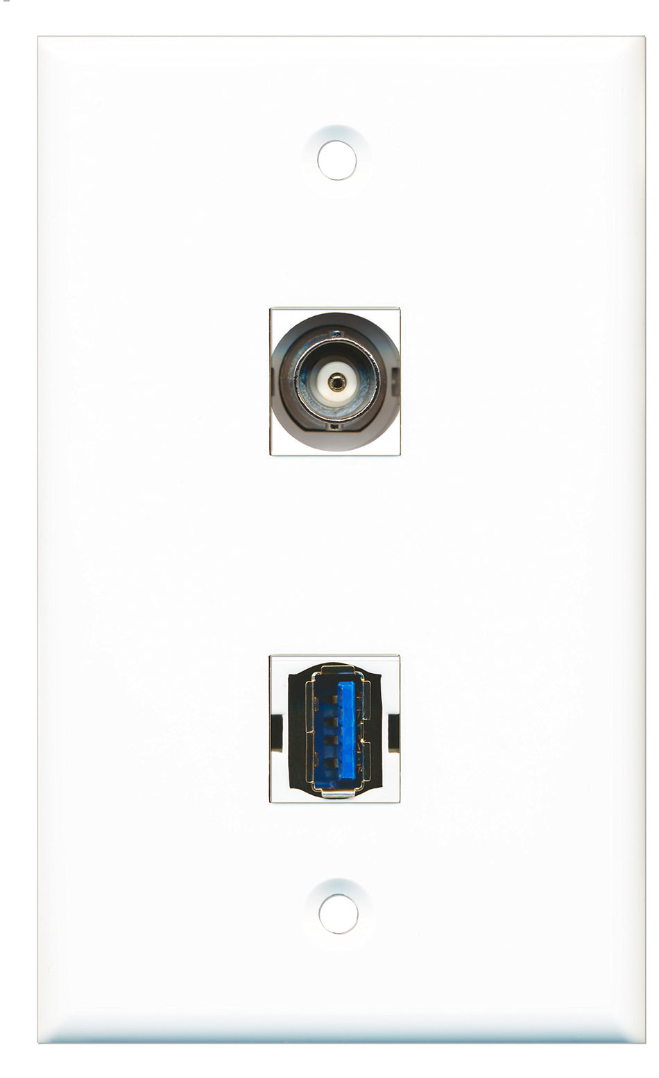 RiteAV - 1 Port BNC 1 Port USB 3 A-A Wall Plate - Bracket Included