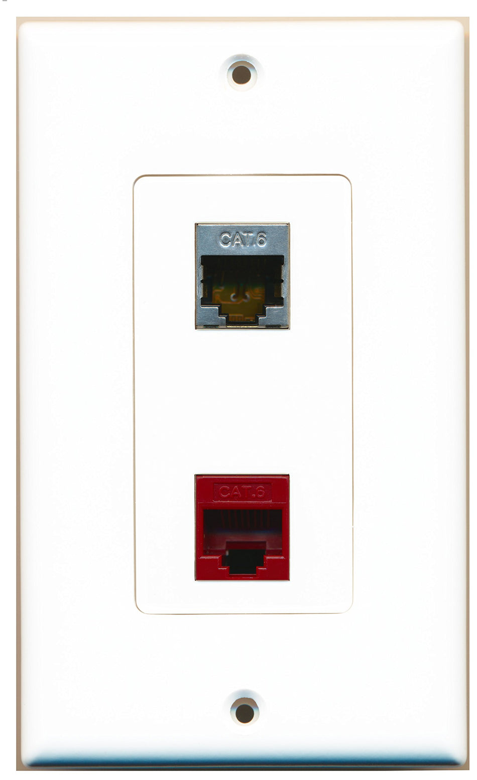 RiteAV 1 Port Shielded Cat6 Ethernet 1 Port Cat6 Ethernet Red Wall Plate OVERSIZED