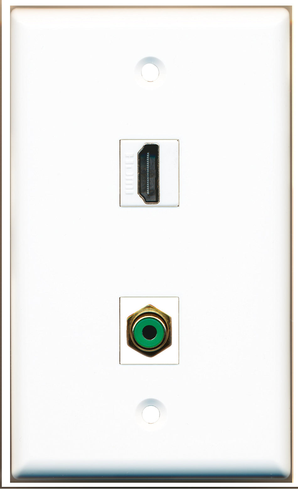 RiteAV - 1 Port HDMI 1 Port RCA Green Wall Plate White - Bracket Included