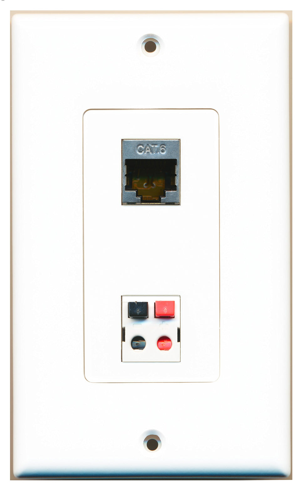 RiteAV 1 Port Shielded Cat6 Ethernet 1 Port Speaker Wall Plate OVERSIZED