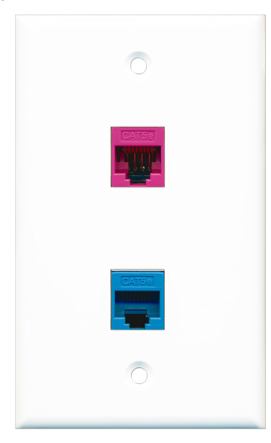 RiteAV - 1 Port Cat5e Ethernet Blue 1 Port Cat5e Ethernet Pink Wall Plate - Bracket Included