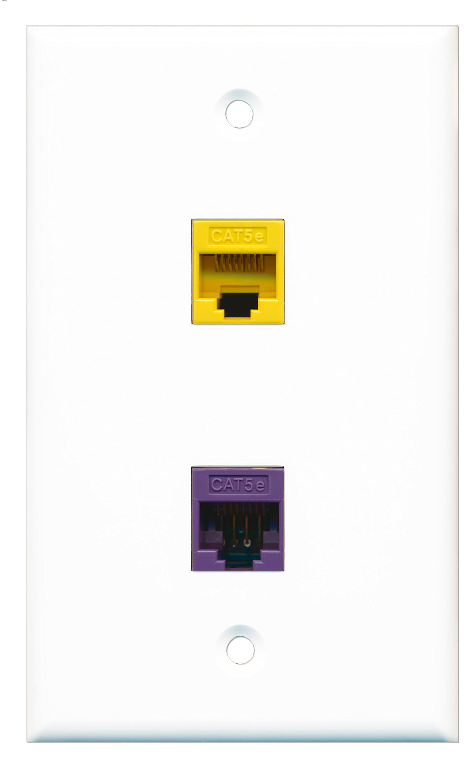 RiteAV - 1 Port Cat5e Ethernet Yellow 1 Port Cat5e Ethernet Purple Wall Plate - Bracket Included