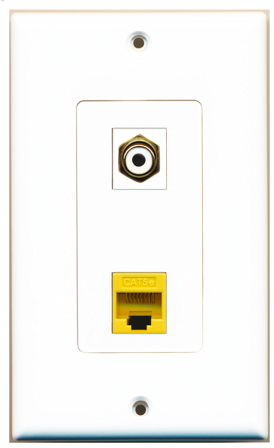 RiteAV 1 Port RCA White 1 Port Cat5e Ethernet Yellow Wall Plate OVERSIZED White