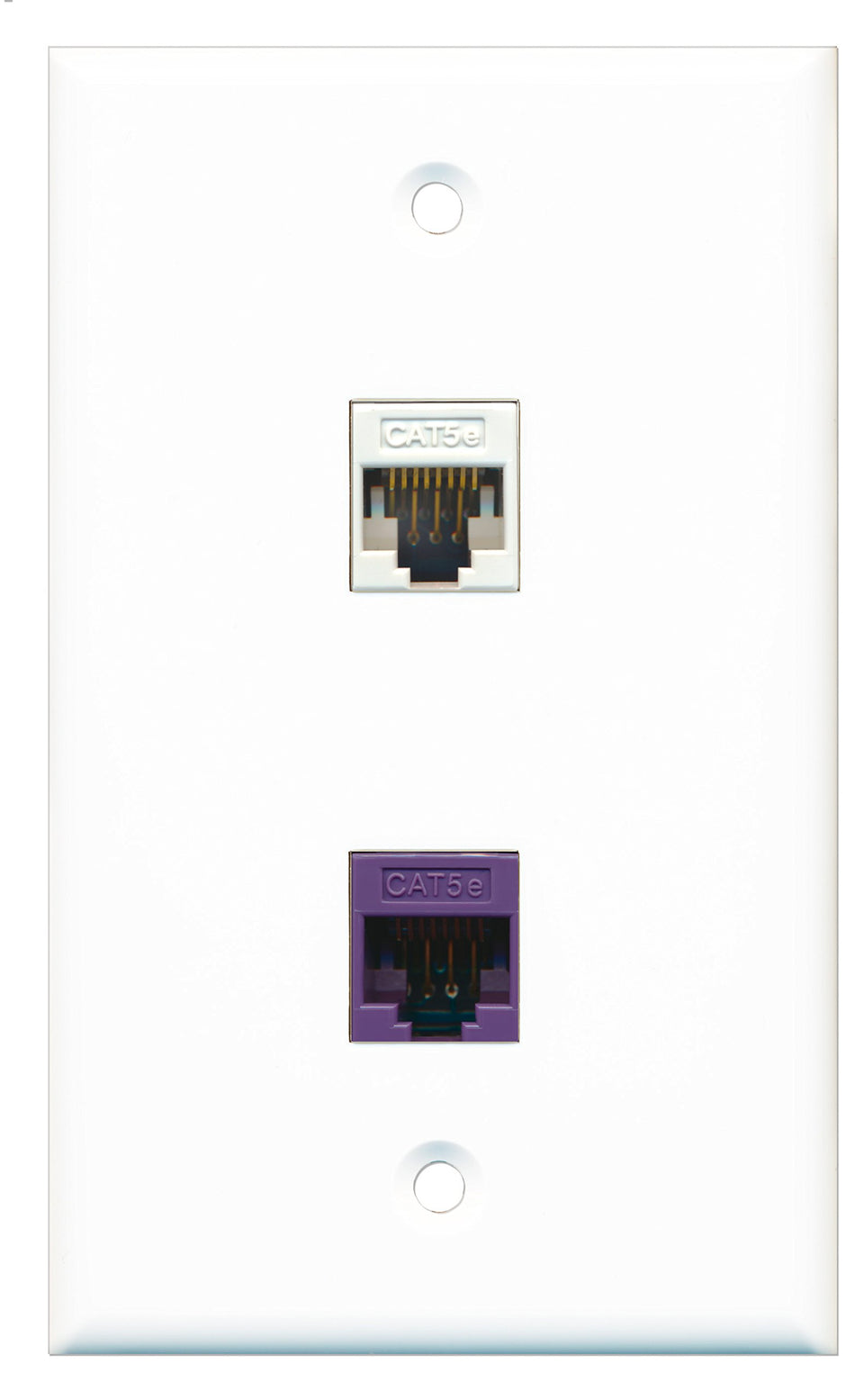 RiteAV - 1 Port Cat5e Ethernet White 1 Port Cat5e Ethernet Purple Wall Plate - Bracket Included