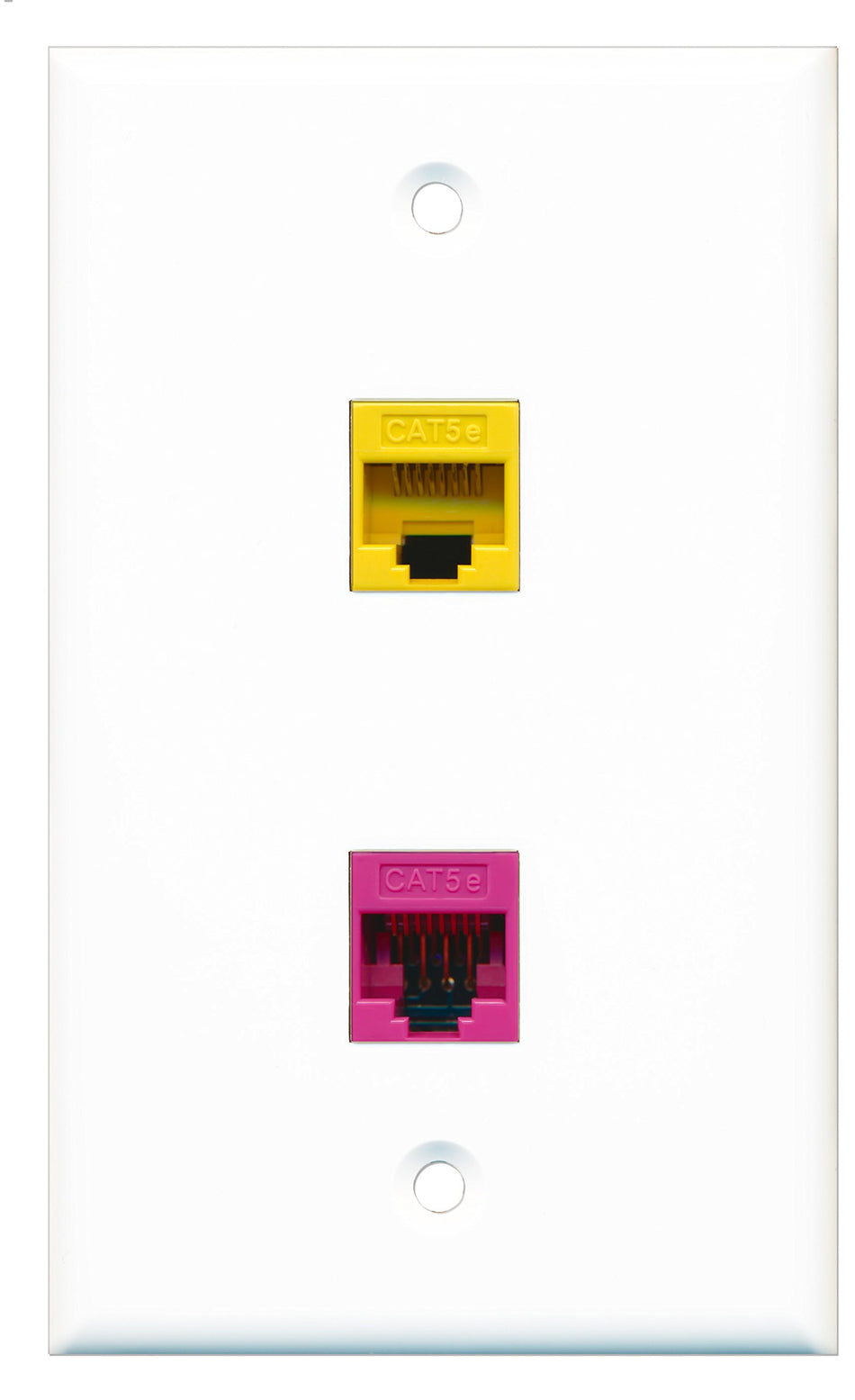 RiteAV - 1 Port Cat5e Ethernet Pink 1 Port Cat5e Ethernet Yellow Wall Plate - Bracket Included