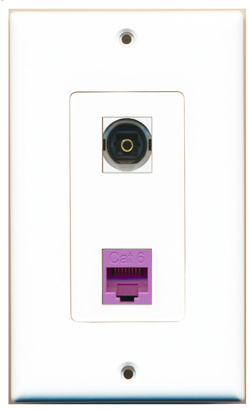 RiteAV 1 Port Toslink 1 Port Cat6 Ethernet Purple Wall Plate OVERSIZED