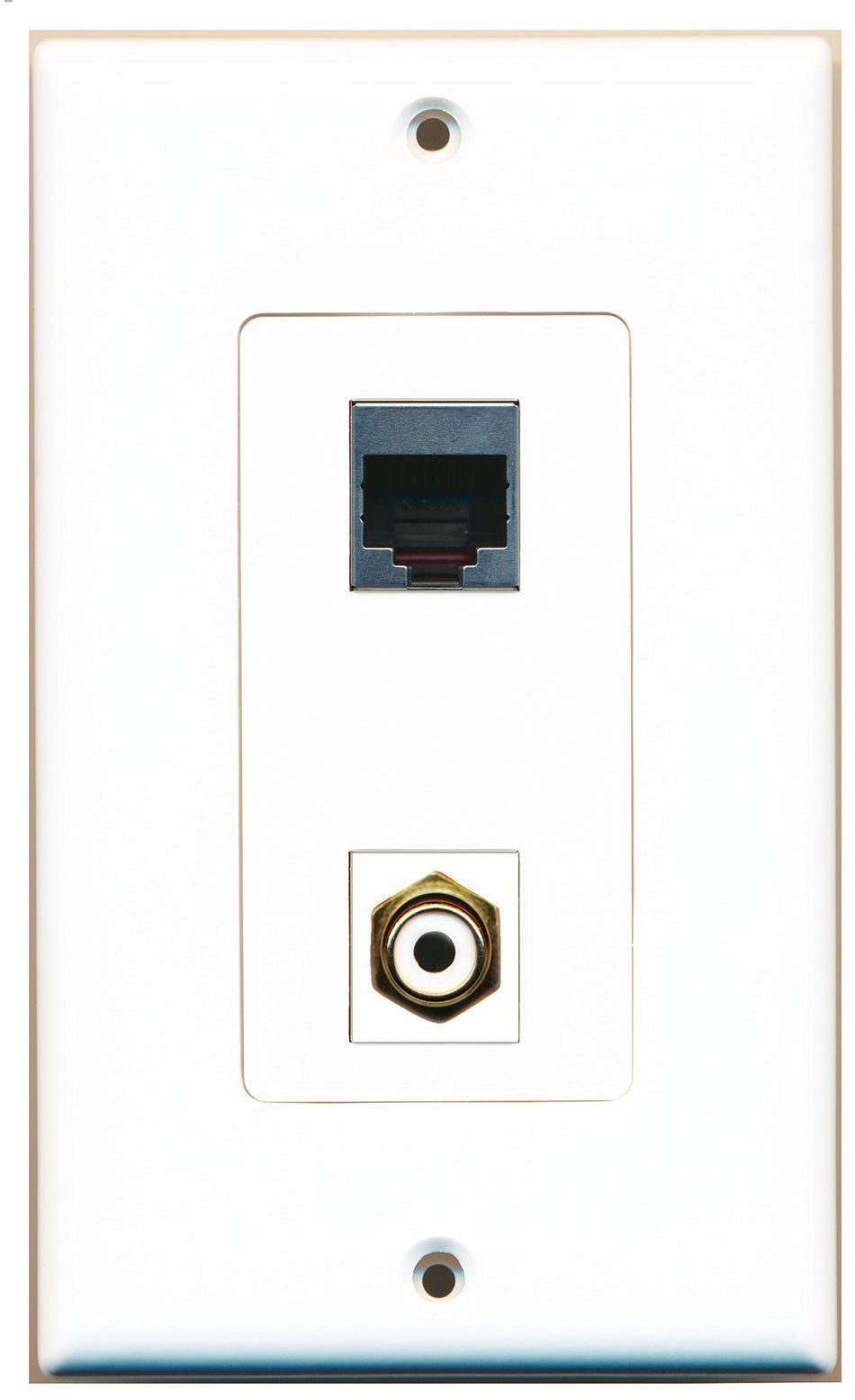 RiteAV 1 Port RCA White 1 Port RJ45 Shielded Wall Plate OVERSIZED