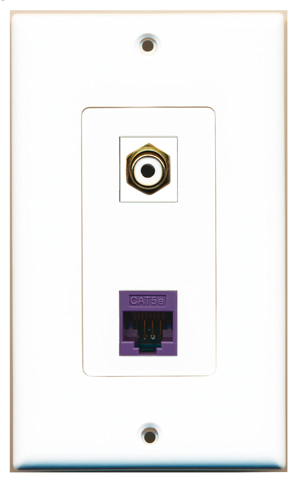 RiteAV 1 Port RCA White 1 Port Cat5e Ethernet Purple Wall Plate OVERSIZED
