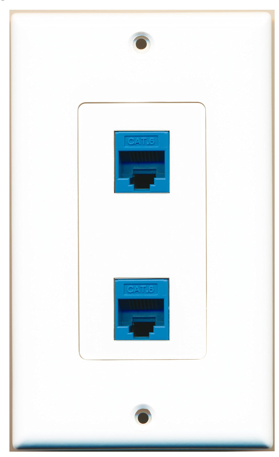 RiteAV 2 Port Cat6 Ethernet Blue Wall Plate OVERSIZED