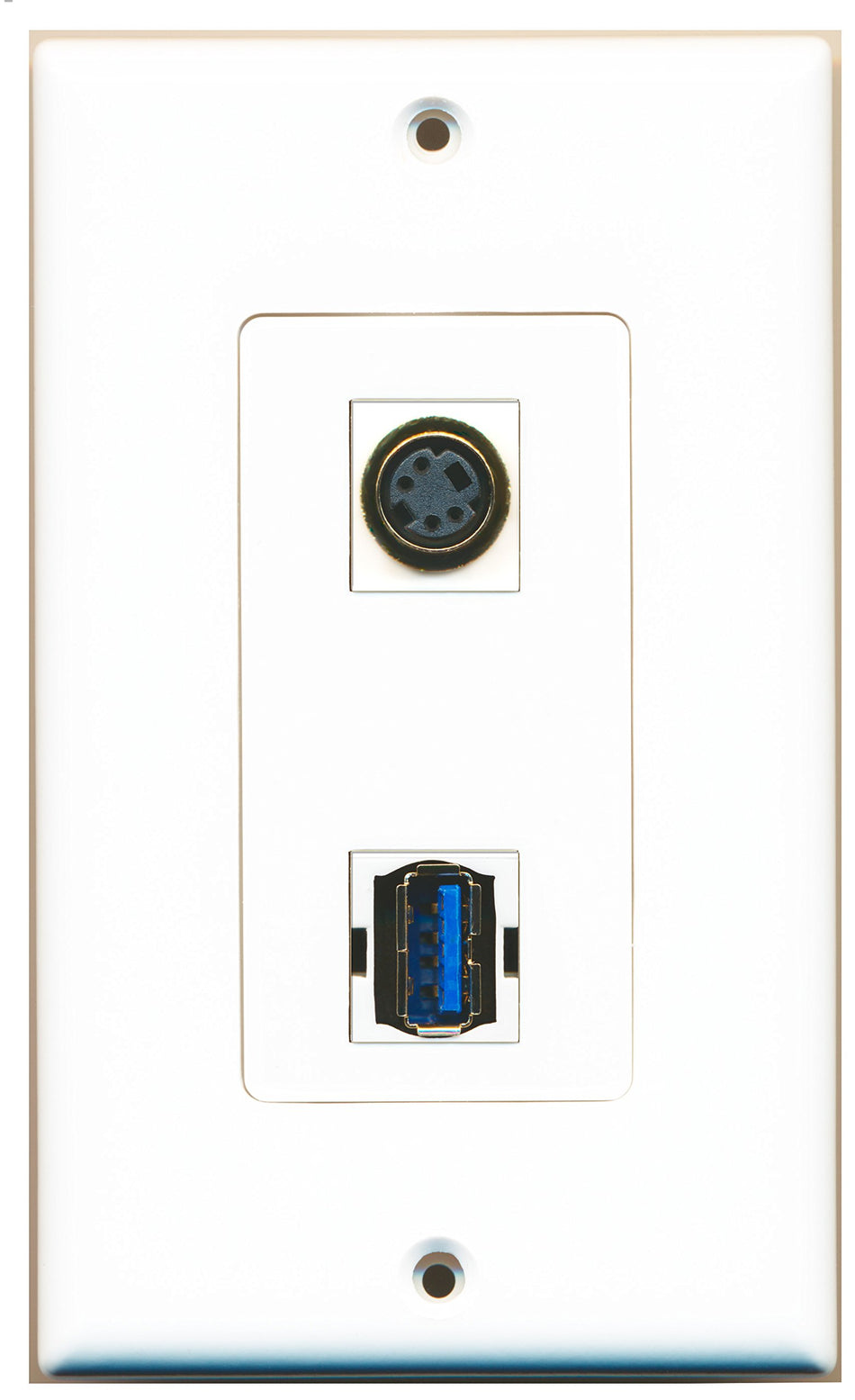 RiteAV 1 Port S-Video 1 Port USB 3 A-A Wall Plate OVERSIZED