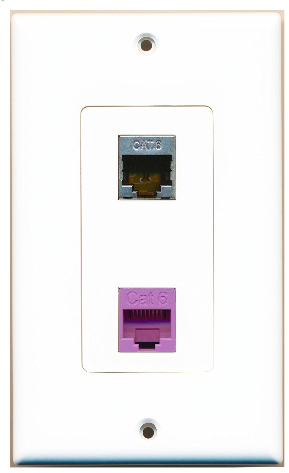 RiteAV 1 Port Shielded Cat6 Ethernet 1 Port Cat6 Ethernet Purple Wall Plate OVERSIZED