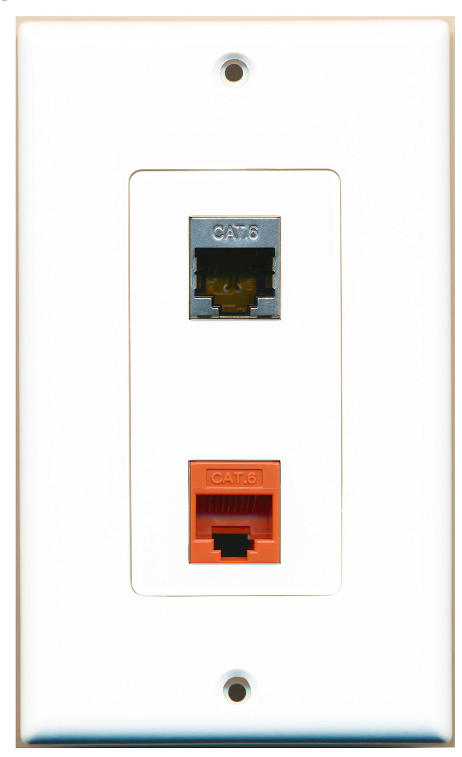 RiteAV 1 Port Shielded Cat6 Ethernet 1 Port Cat6 Ethernet Orange Wall Plate OVERSIZED