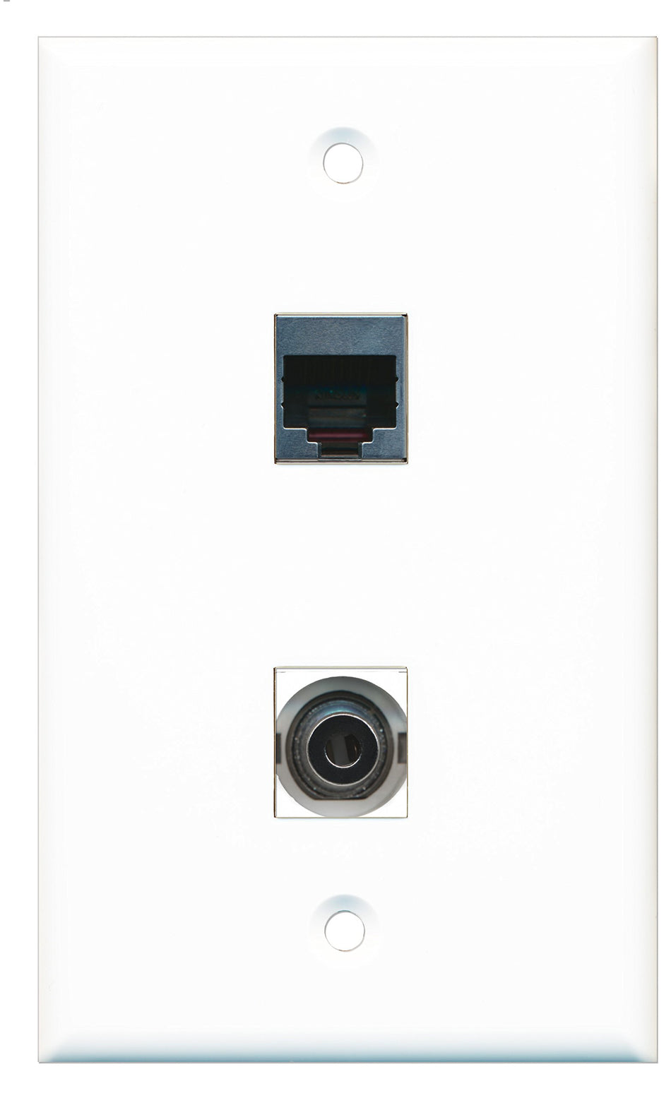 RiteAV - 1 Port 3.5mm 1 Port RJ45 Shielded Wall Plate - Bracket Included
