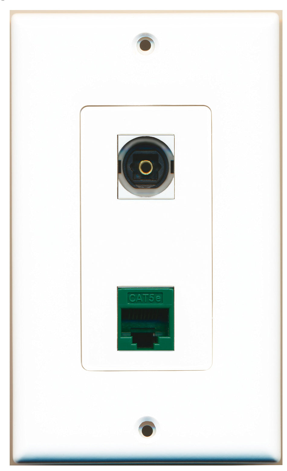 RiteAV 1 Port Toslink 1 Port Cat5e Ethernet Green Wall Plate Oversized