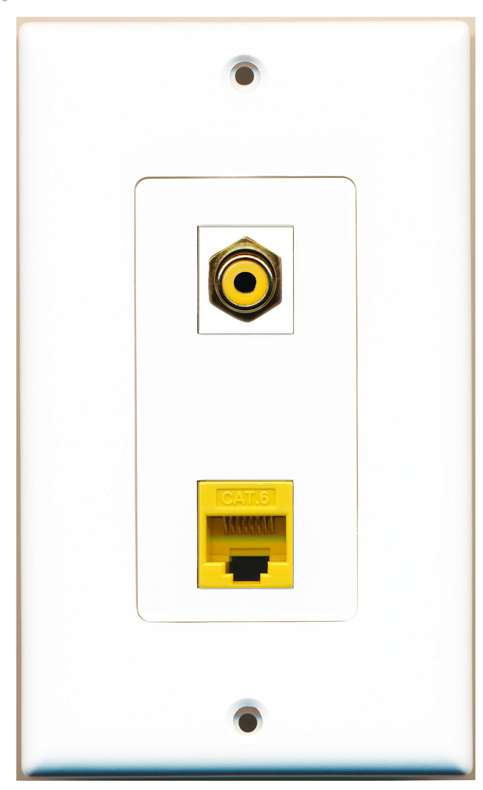 RiteAV 1 Port RCA Yellow 1 Port Cat6 Ethernet Yellow Wall Plate OVERSIZED