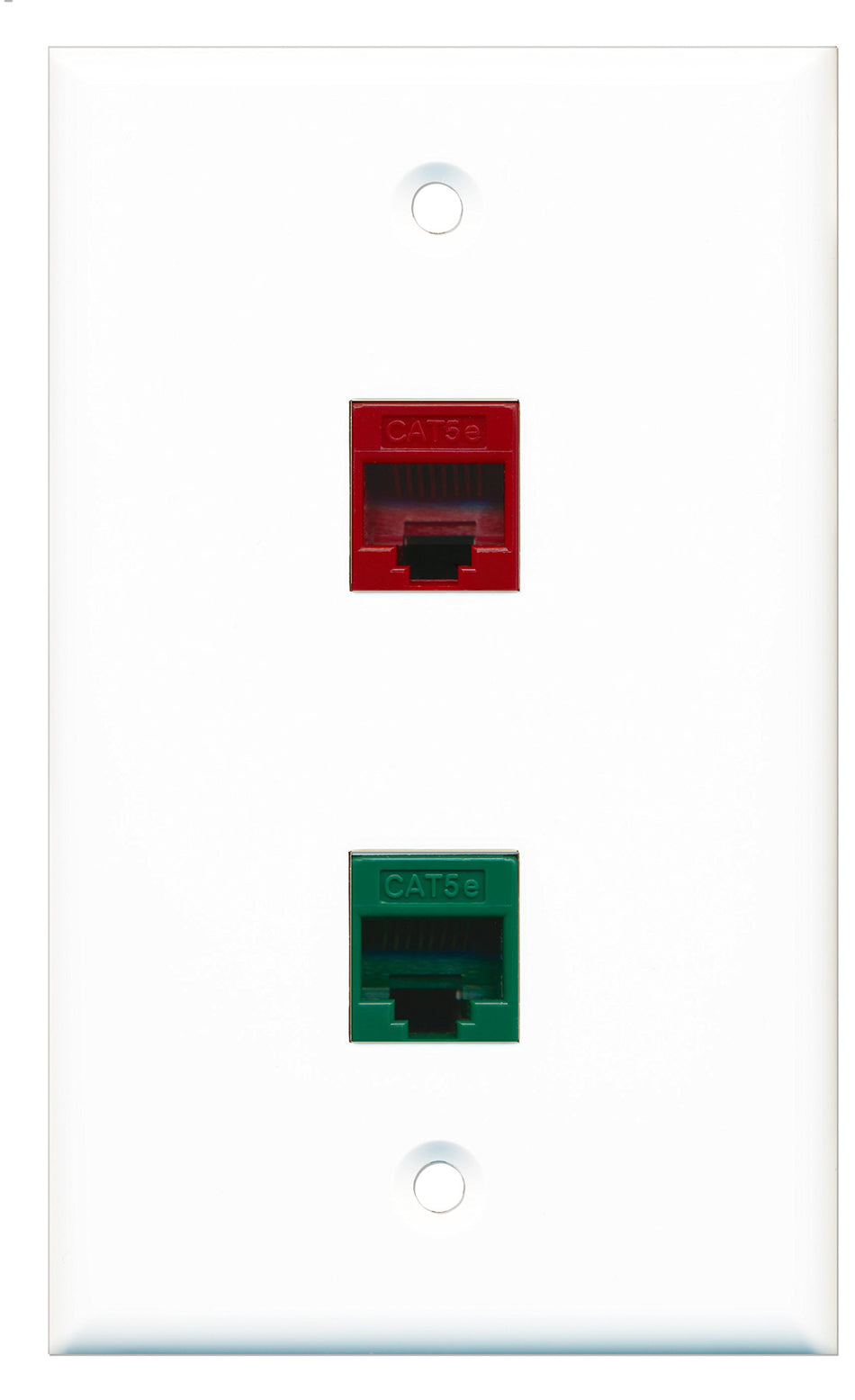RiteAV - 1 Port Cat5e Ethernet Green 1 Port Cat5e Ethernet Red Wall Plate - Bracket Included