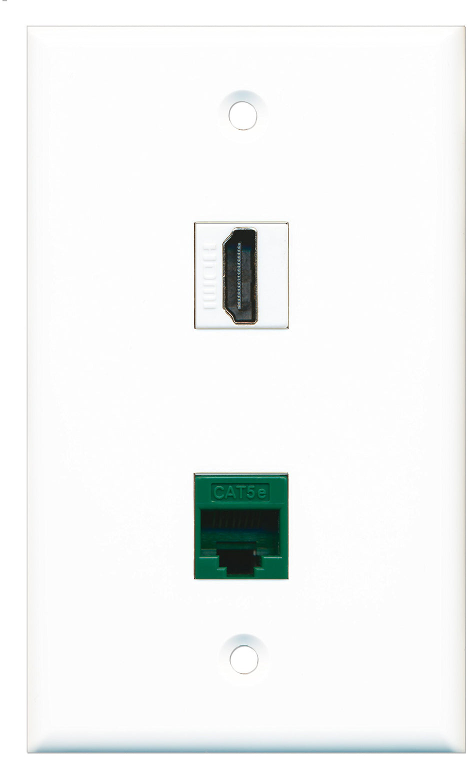 RiteAV - 1 Port HDMI 1 Port Cat5e Ethernet Green Wall Plate - Bracket Included