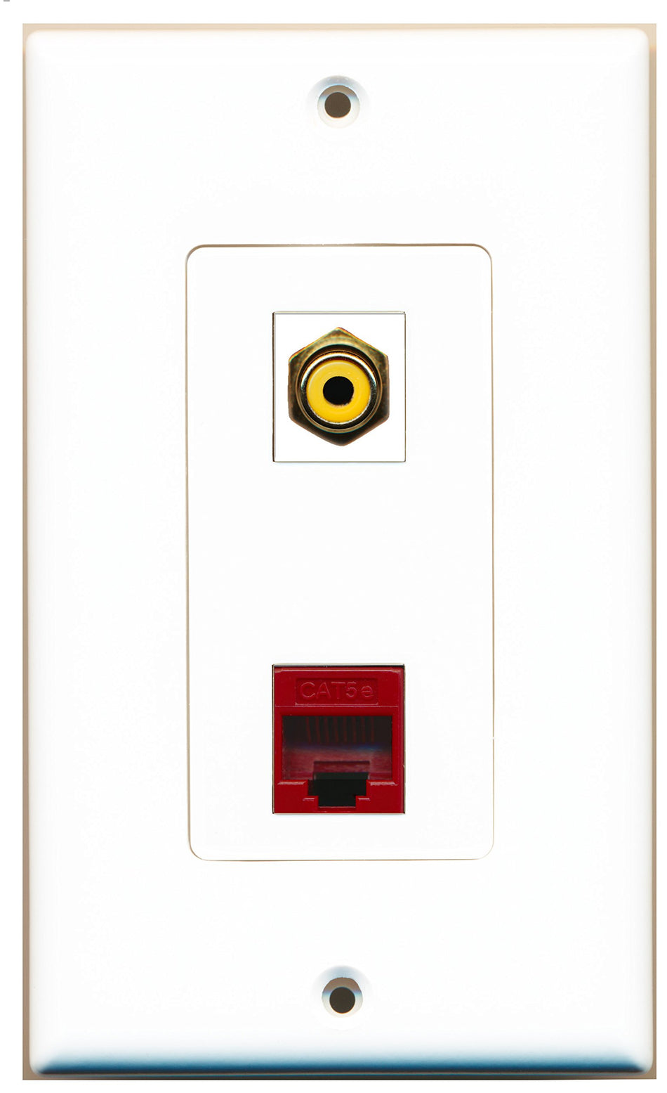 RiteAV 1 Port RCA Yellow 1 Port Cat5e Ethernet Red Wall Plate OVERSIZED